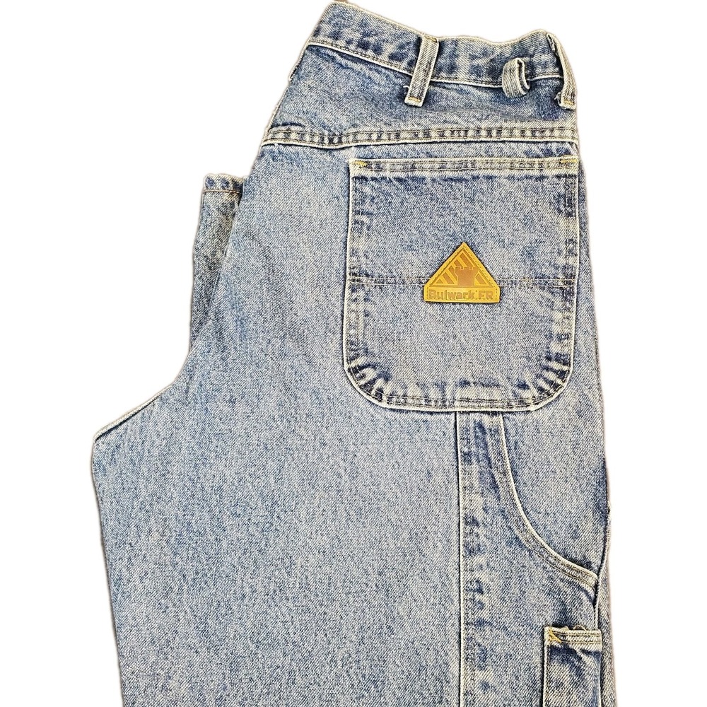 Bulwark FR Fire Resistant Carpenter Heavy Denim Blue Jeans 36-37U Relaxed Fit‎